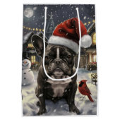Franse Bulldog Winter Wonderland Kerstvreugde Medium Cadeauzakje (Achterkant)