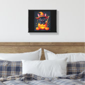 Franse Bulldog Witch Pumpkin Halloween Mannen vrou Canvas Afdruk (Insitu (Slaapkamer))