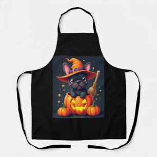 Franse Bulldog Witch Pumpkin Halloween Mannen vrou Schort