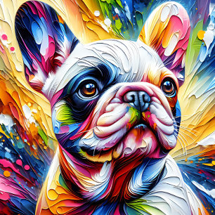 Franse Bulldog Witte Acrylprint Kleurrijk Legpuzzel