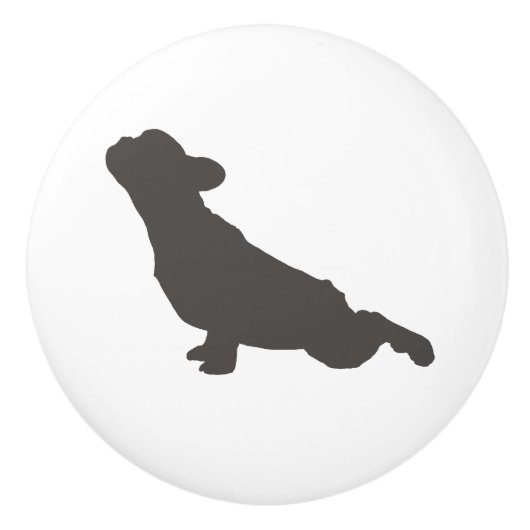 Franse Bulldog Yoga Pose Keramische Knop (Voorkant)