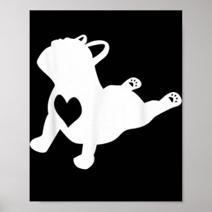 Franse Bulldog Yoga Pose Love Heart Gift Poster