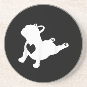 Franse Bulldog Yoga Pose Love Heart Gift Zandsteen Onderzetter