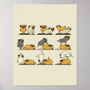 Franse Bulldog Yoga Poses Dog Yoga Lovers Poster