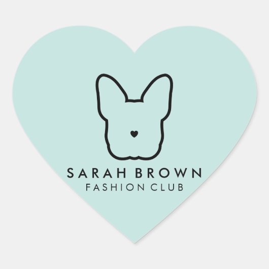 Franse Bulldog Zichtbaar Gezicht Hart Sticker (Voorkant)