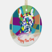 Franse Bulldog zittend Keramisch Ornament (Rechts)