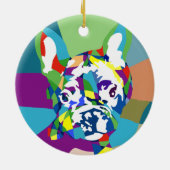 Franse Bulldog zittend Keramisch Ornament (Achterkant)