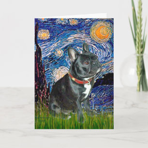 Franse Bulldog (zwart 11) - Starry Night (groen) Kaart