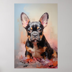 Franse Bulldog zwart en tan puppy Poster