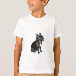 Franse Bulldog - zwart met rode halsband T-shirt
