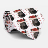 Franse Bulldog (zwart) Santa Paws Stropdas (Opgerold)