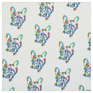 Franse Bulldogs blauw groen Stof