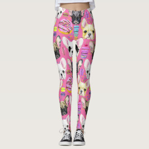 Franse Bulldogs en Rainbow French Macaron Cookies Leggings