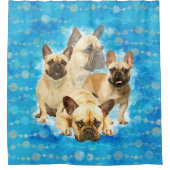 Franse Bulldogs - Frenchie collage Douchegordijn (Voorkant)