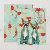 Franse Bulldogs Hart Valentijnsdag Briefkaart (Voorkant / Achterkant)