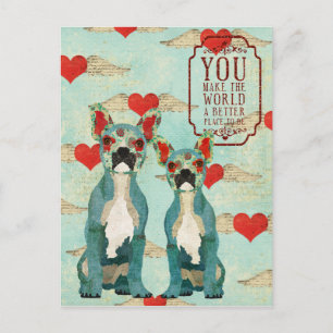 Franse Bulldogs Hart Valentijnsdag Briefkaart