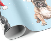 Franse Bulldogs Kerst Waterverf Cadeaupapier (Rol Hoek)