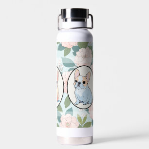 Franse Bulldogs klassieke bloemen achtergrond Waterfles