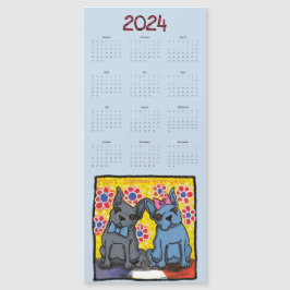Franse Bulldogs magnetische kalender 2024
