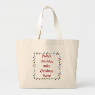 Franse bulldogs maken Kerstmis vrolijk Grote Tote Bag