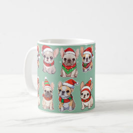 Franse Bulldogs Pastel kerstpatroon Koffiemok