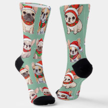 Franse Bulldogs Pastel kerstpatroon