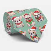 Franse Bulldogs Pastel kerstpatroon Stropdas (Opgerold)