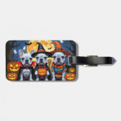 Franse Bulldogs Pompoen Halloween Grappig Bagagelabel (Achterkant horizontaal)