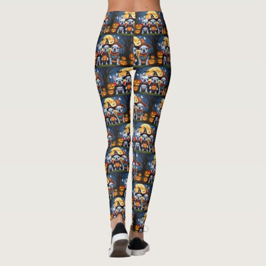 Franse Bulldogs Pompoen Halloween Grappig Leggings (Achterkant)