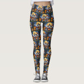 Franse Bulldogs Pompoen Halloween Grappig Leggings (Voorkant)
