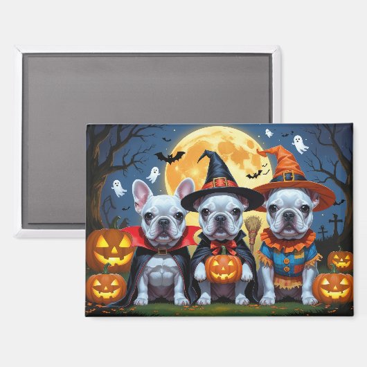 Franse Bulldogs Pompoen Halloween Grappig Magneet (Voorkant / Achterkant)