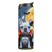 Franse Bulldogs Pompoen Halloween Grappig Thermosbeker (Gedraaid links)
