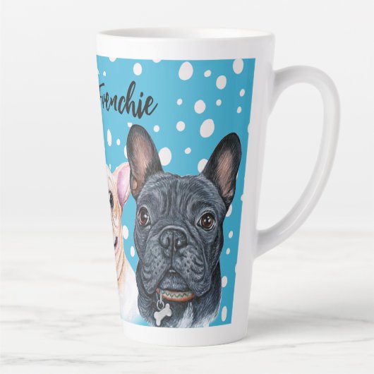 Franse Bulldogs Waterverf Latte Mok (Rechts)