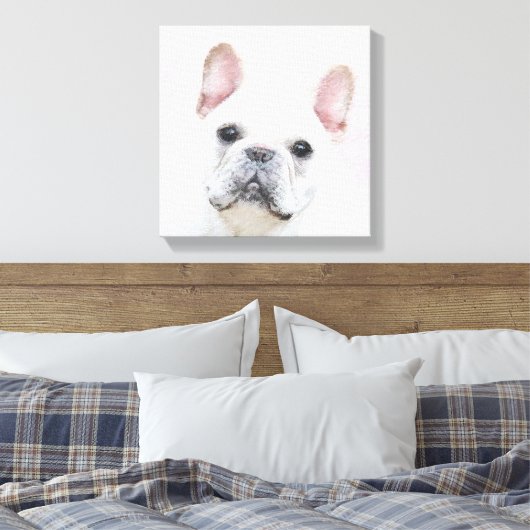 Franse bulledog (crème/wit) schilderen - hondenkun canvas afdruk (Insitu (Slaapkamer))