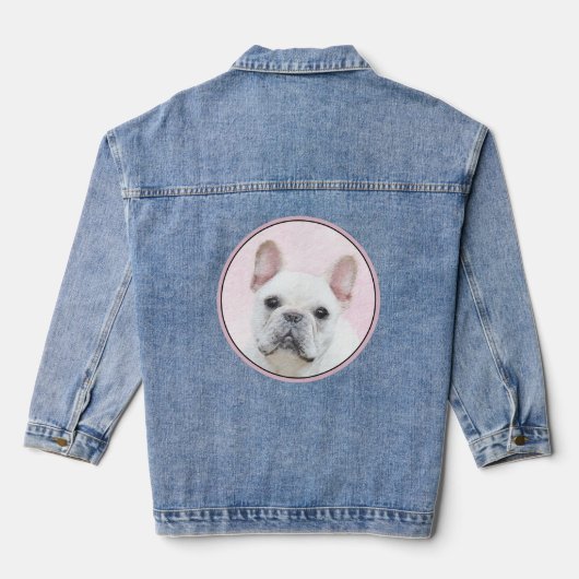 Franse bulledog (crème/wit) schilderen - hondenkun denim jacket (Achterkant)