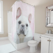 Franse bulledog (crème/wit) schilderen - hondenkun douchegordijn (In situ)