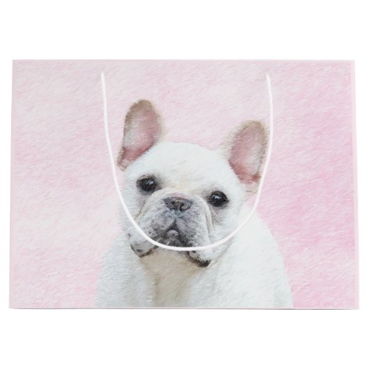 Franse bulledog (crème/wit) schilderen - hondenkun groot cadeauzakje (Voorkant)