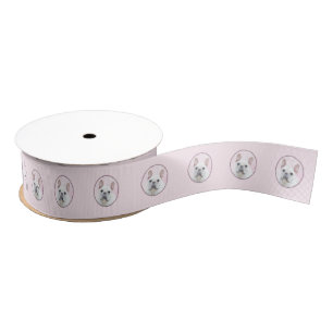 Franse bulledog (crème/wit) schilderen - hondenkun grosgrain lint