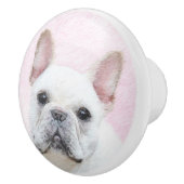 Franse bulledog (crème/wit) schilderen - hondenkun keramische knop (Rechts)