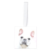 Franse bulledog (crème/wit) schilderen - hondenkun kubus ornament (Voorkant)