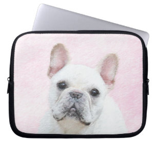 Franse bulledog (crème/wit) schilderen - hondenkun laptop sleeve