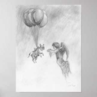 Franse bulledog met Angel Poster