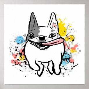 Franse bulledog met hond die hond met schilderacht poster