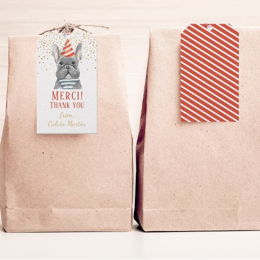 Franse bulledog met Pet Red Gift Labels Cadeaulabel