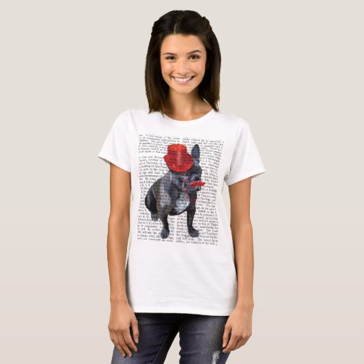 Franse bulledog met Red Top Hat en Mustache (Voorkant volledig)