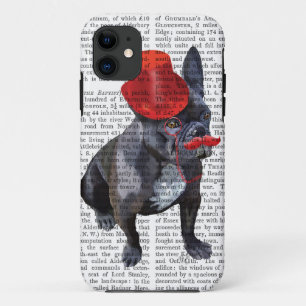 Franse bulledog met Red Top Hat en Mustache iPhone 11 Hoesje