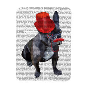 Franse bulledog met Red Top Hat en Mustache Magneet