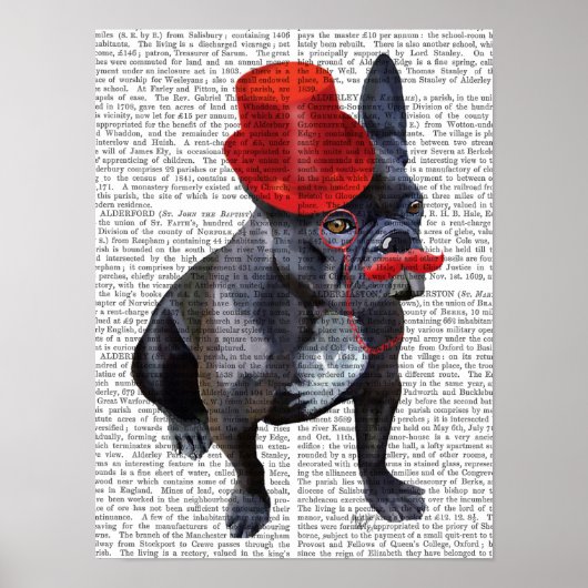 Franse bulledog met Red Top Hat en Mustache Poster (Voorkant)