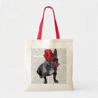Franse bulledog met Red Top Hat en Mustache