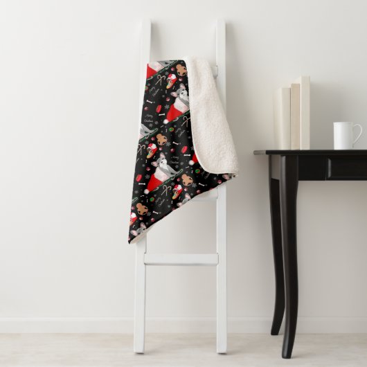 Franse bulledog-puppy in het Pet van Santa Sherpa Deken (In situ)